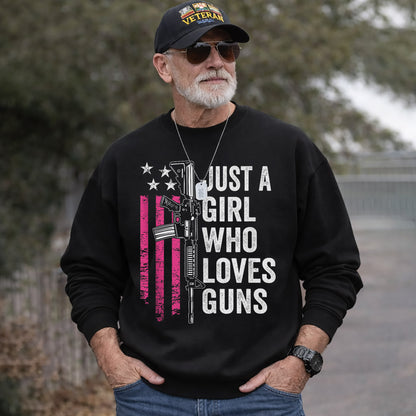 Just a Girl Who Loves Guns – USA Girls – Unisex Tshirt Gildan / Tshirt Comfort / V-neck/ Hoodie / Sweatshirt