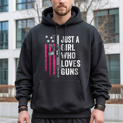 Just a Girl Who Loves Guns – USA Girls – Unisex Tshirt Gildan / Tshirt Comfort / V-neck/ Hoodie / Sweatshirt