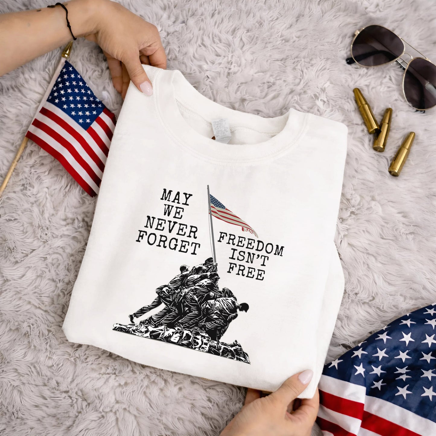 May We Never Forget, Freedom Isn't Free – Veteran Legacy – Unisex Tshirt Gildan / Tshirt Comfort / V-neck/ Hoodie / Sweatshirt