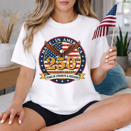 America 250 Celebration Eagle Emblem – American 250th Anniversary – Unisex T-Shirt Gildan / Comfort Colors / V-Neck / Hoodie / Sweatshirt