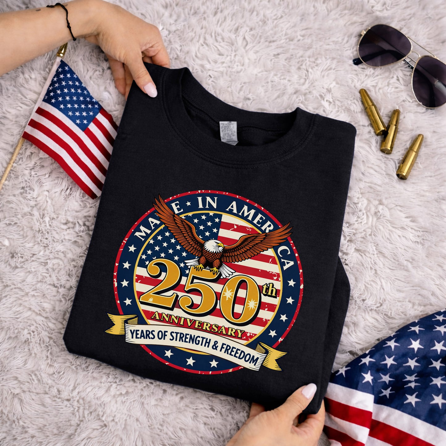 Made in America – American 250th Anniversary – Unisex T-Shirt Gildan / Comfort Colors / V-Neck / Hoodie / Sweatshirt