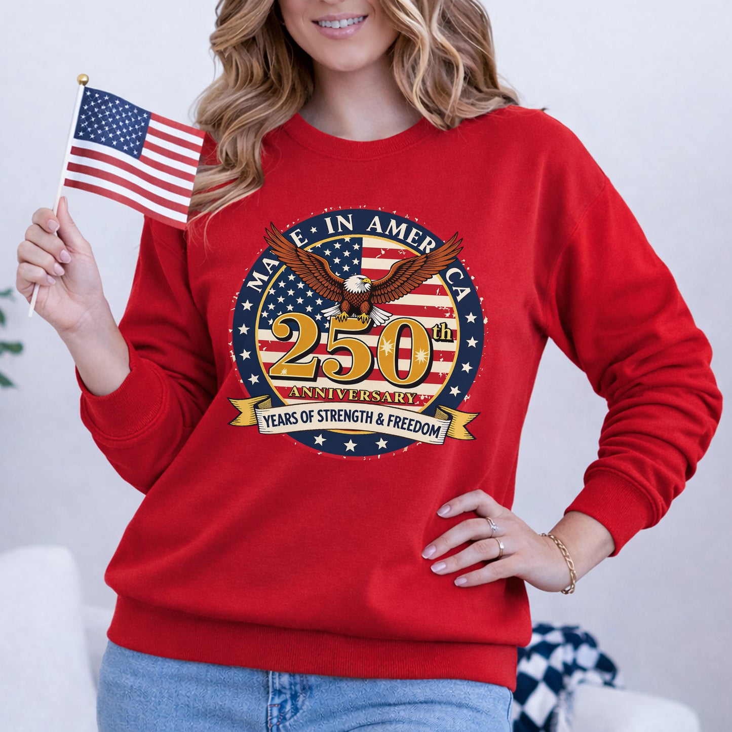 America 250 Celebration Eagle Emblem – American 250th Anniversary – Unisex T-Shirt Gildan / Comfort Colors / V-Neck / Hoodie / Sweatshirt