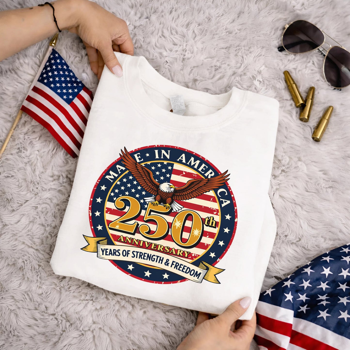 America 250 Celebration Eagle Emblem – American 250th Anniversary – Unisex T-Shirt Gildan / Comfort Colors / V-Neck / Hoodie / Sweatshirt