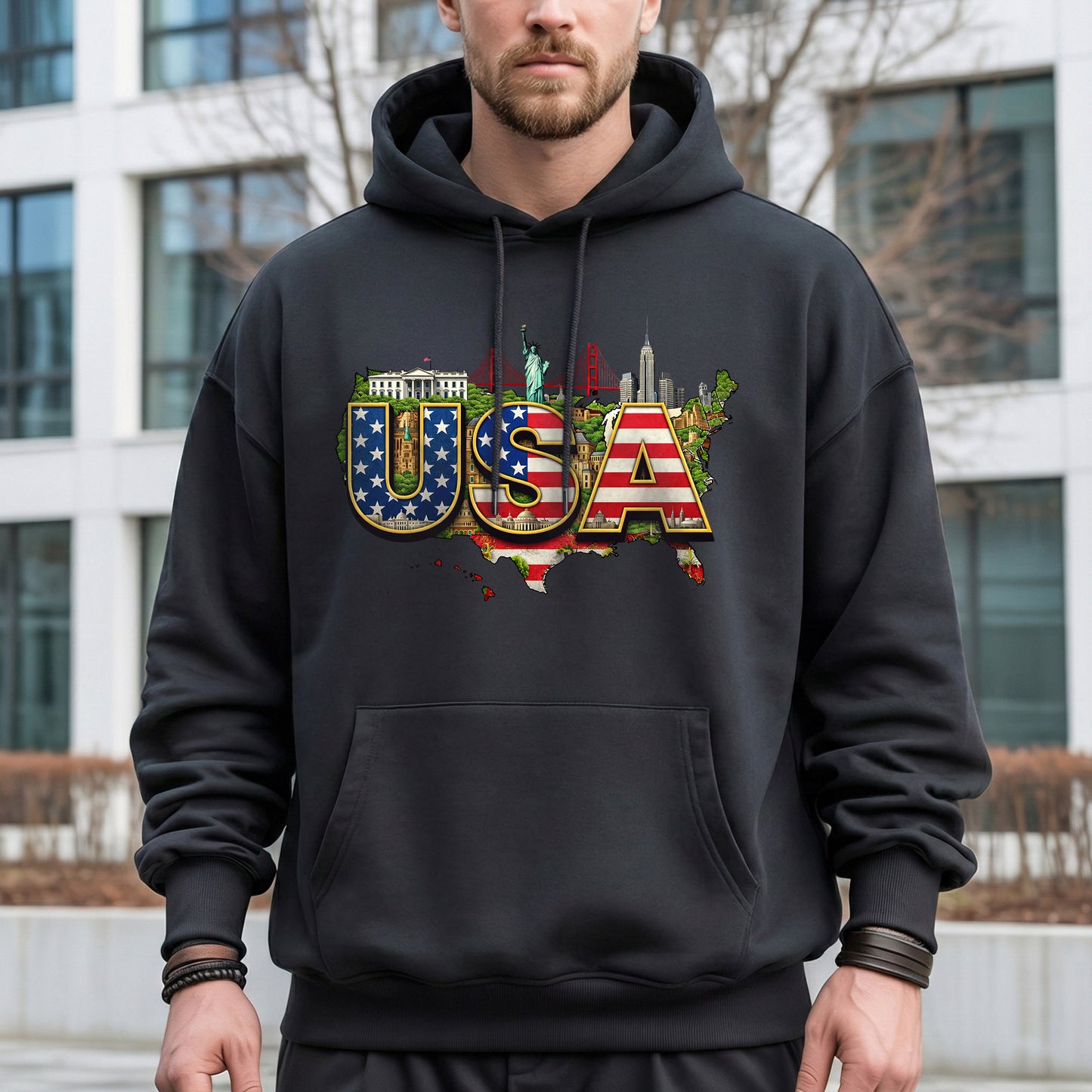 USA Landmark Patriotic – American 250th Anniversary – Unisex T-Shirt Gildan / Comfort Colors / V-Neck / Hoodie / Sweatshirt