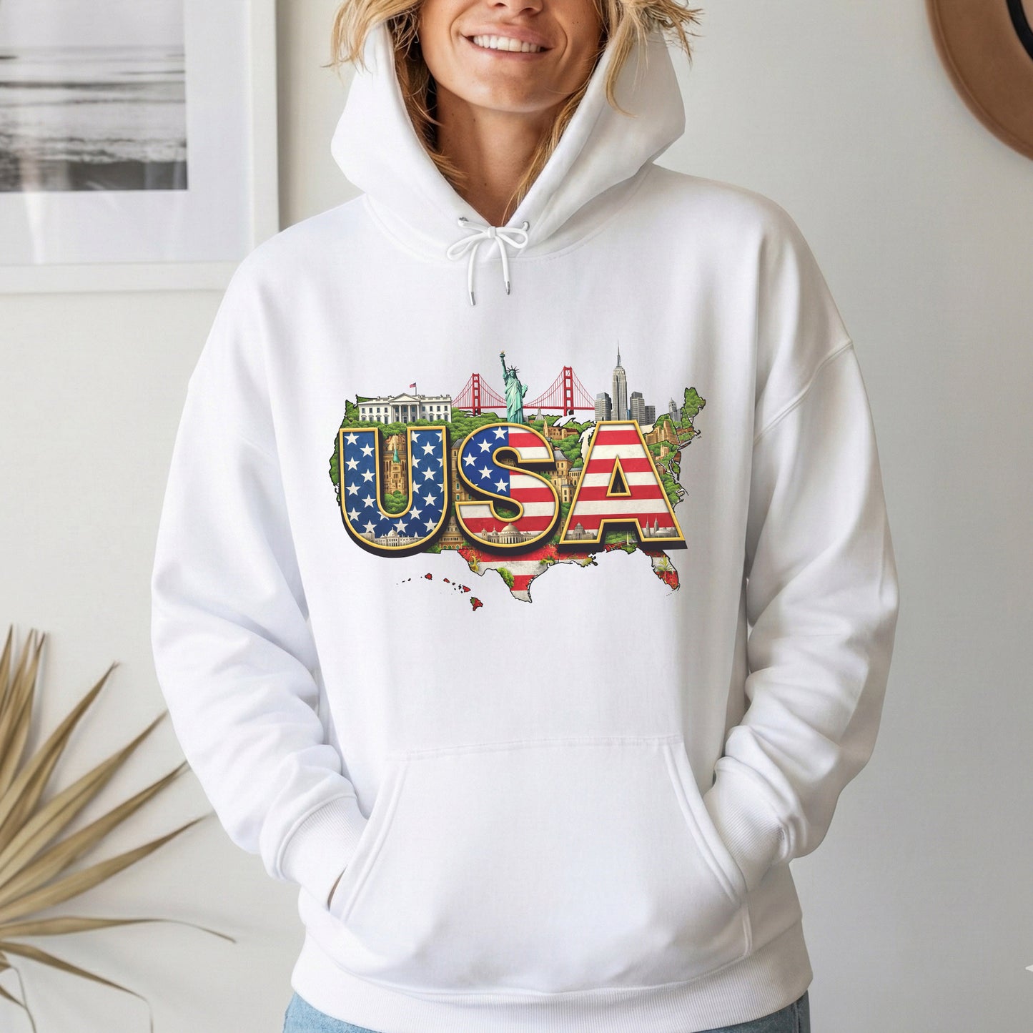 USA Landmark Patriotic – American 250th Anniversary – Unisex T-Shirt Gildan / Comfort Colors / V-Neck / Hoodie / Sweatshirt