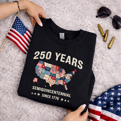 America 250 Patchwork USA Map Since 1776 – State Pride – Unisex Tshirt Gildan / Tshirt Comfort / V-neck/ Hoodie / Sweatshirt