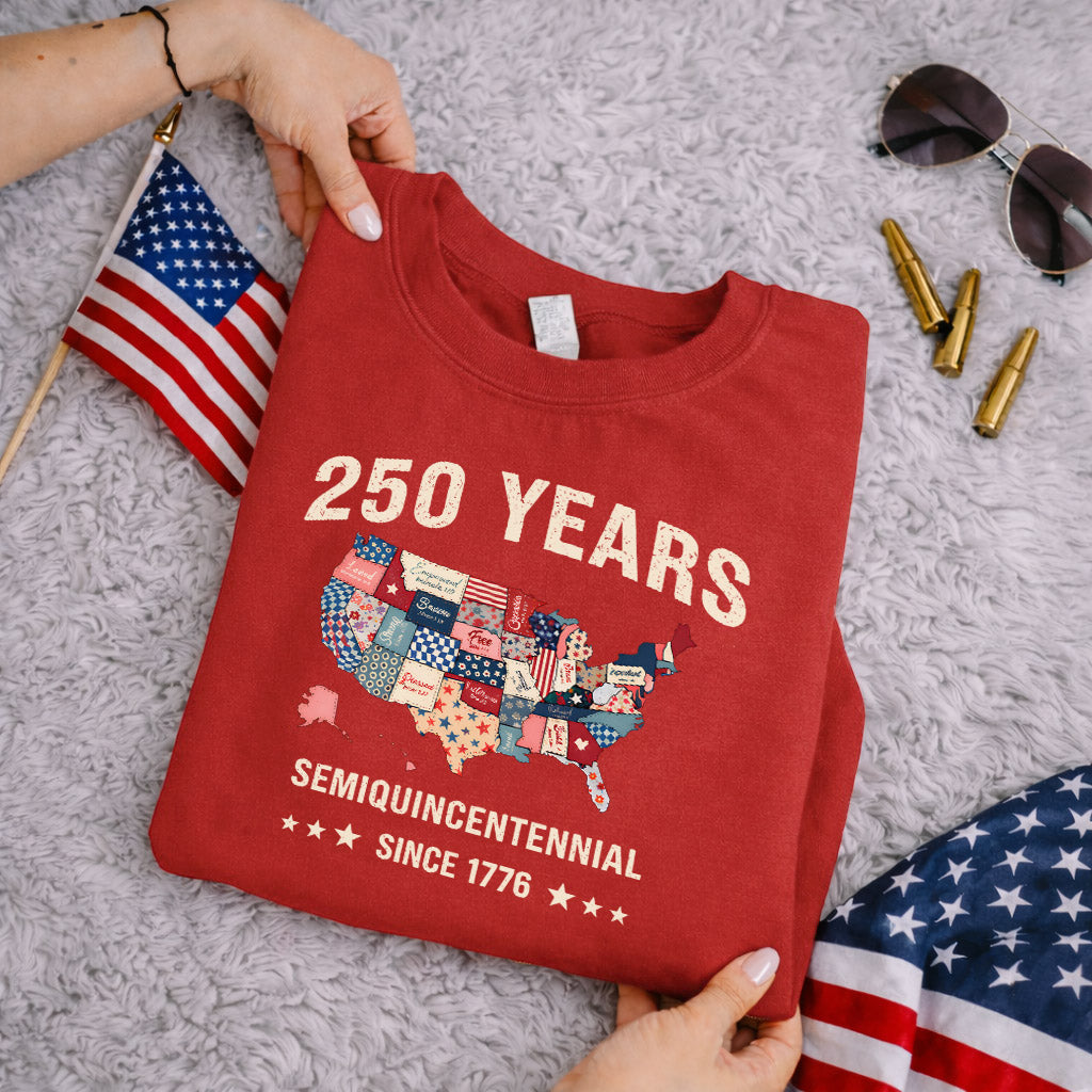 America 250 Patchwork USA Map Since 1776 – State Pride – Unisex Tshirt Gildan / Tshirt Comfort / V-neck/ Hoodie / Sweatshirt