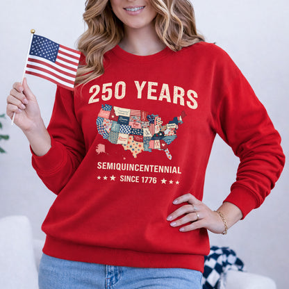 America 250 Patchwork USA Map Since 1776 – State Pride – Unisex Tshirt Gildan / Tshirt Comfort / V-neck/ Hoodie / Sweatshirt