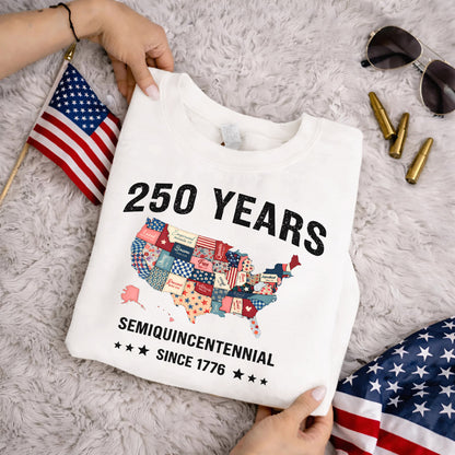 America 250 Patchwork USA Map Since 1776 – State Pride – Unisex Tshirt Gildan / Tshirt Comfort / V-neck/ Hoodie / Sweatshirt