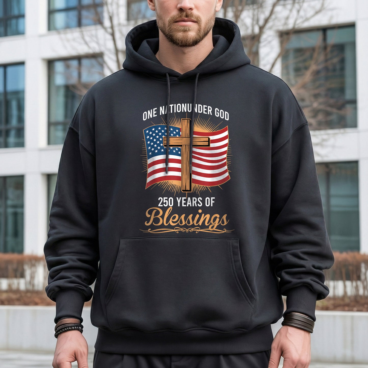 America 250 Blessings, Christian Flag Cross Design – Faith & Freedom – Unisex Tshirt Gildan / Tshirt Comfort / V-neck/ Hoodie / Sweatshirt