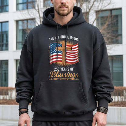 America 250 Blessings, Christian Flag Cross Design – Faith & Freedom – Unisex Tshirt Gildan / Tshirt Comfort / V-neck/ Hoodie / Sweatshirt