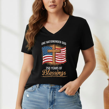 America 250 Blessings, Christian Flag Cross Design – Faith & Freedom – Unisex Tshirt Gildan / Tshirt Comfort / V-neck/ Hoodie / Sweatshirt