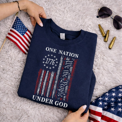 One Nation Under God, We The People 1776 Flag Design – Faith & Freedom – Unisex Tshirt Gildan / Tshirt Comfort / V-neck/ Hoodie / Sweatshirt
