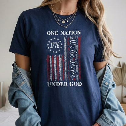 One Nation Under God, We The People 1776 Flag Design – Faith & Freedom – Unisex Tshirt Gildan / Tshirt Comfort / V-neck/ Hoodie / Sweatshirt
