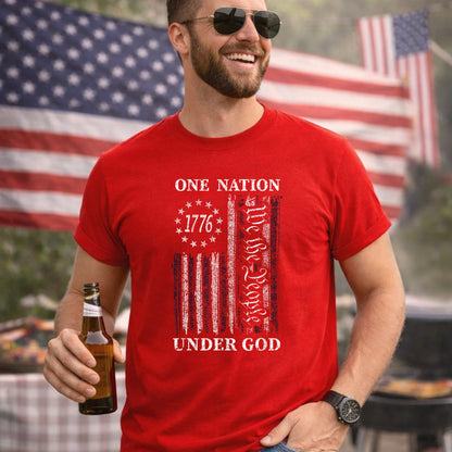 One Nation Under God, We The People 1776 Flag Design – Faith & Freedom – Unisex Tshirt Gildan / Tshirt Comfort / V-neck/ Hoodie / Sweatshirt