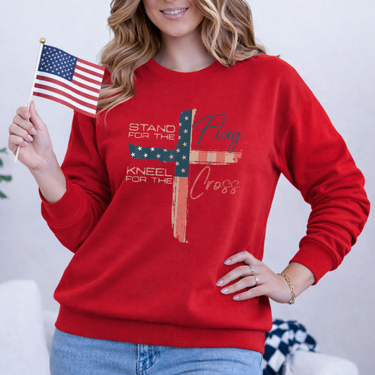 Kneel for the Cross Flag – Faith & Freedom – Unisex Tshirt Gildan / Tshirt Comfort / V-neck/ Hoodie / Sweatshirt