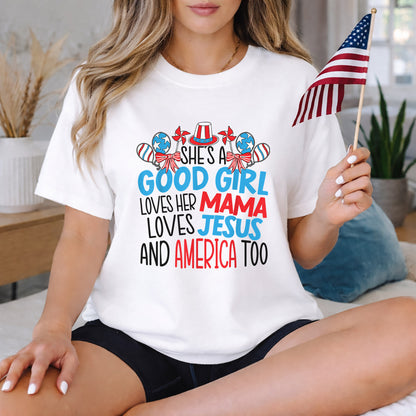 Faith Family Freedom Mama Jesus USA – USA Girl – Unisex Tshirt Gildan / Tshirt Comfort / V-neck/ Hoodie / Sweatshirt