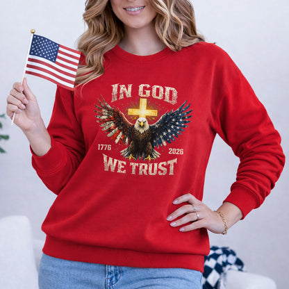 1776–2026 Freedom Eagle Cross Faith – Faith & Freedom – Unisex Tshirt Gildan / Tshirt Comfort / V-neck/ Hoodie / Sweatshirt