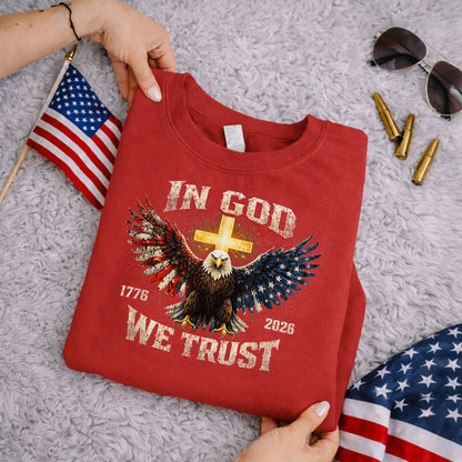 1776–2026 Freedom Eagle Cross Faith – Faith & Freedom – Unisex Tshirt Gildan / Tshirt Comfort / V-neck/ Hoodie / Sweatshirt