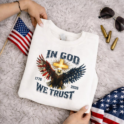 1776–2026 Freedom Eagle Cross Faith – Faith & Freedom – Unisex Tshirt Gildan / Tshirt Comfort / V-neck/ Hoodie / Sweatshirt