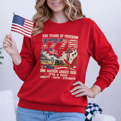 One Nation Under God 250th Anniversary History Graphic – Faith & Freedom – Unisex Tshirt Gildan / Tshirt Comfort / V-neck/ Hoodie / Sweatshirt