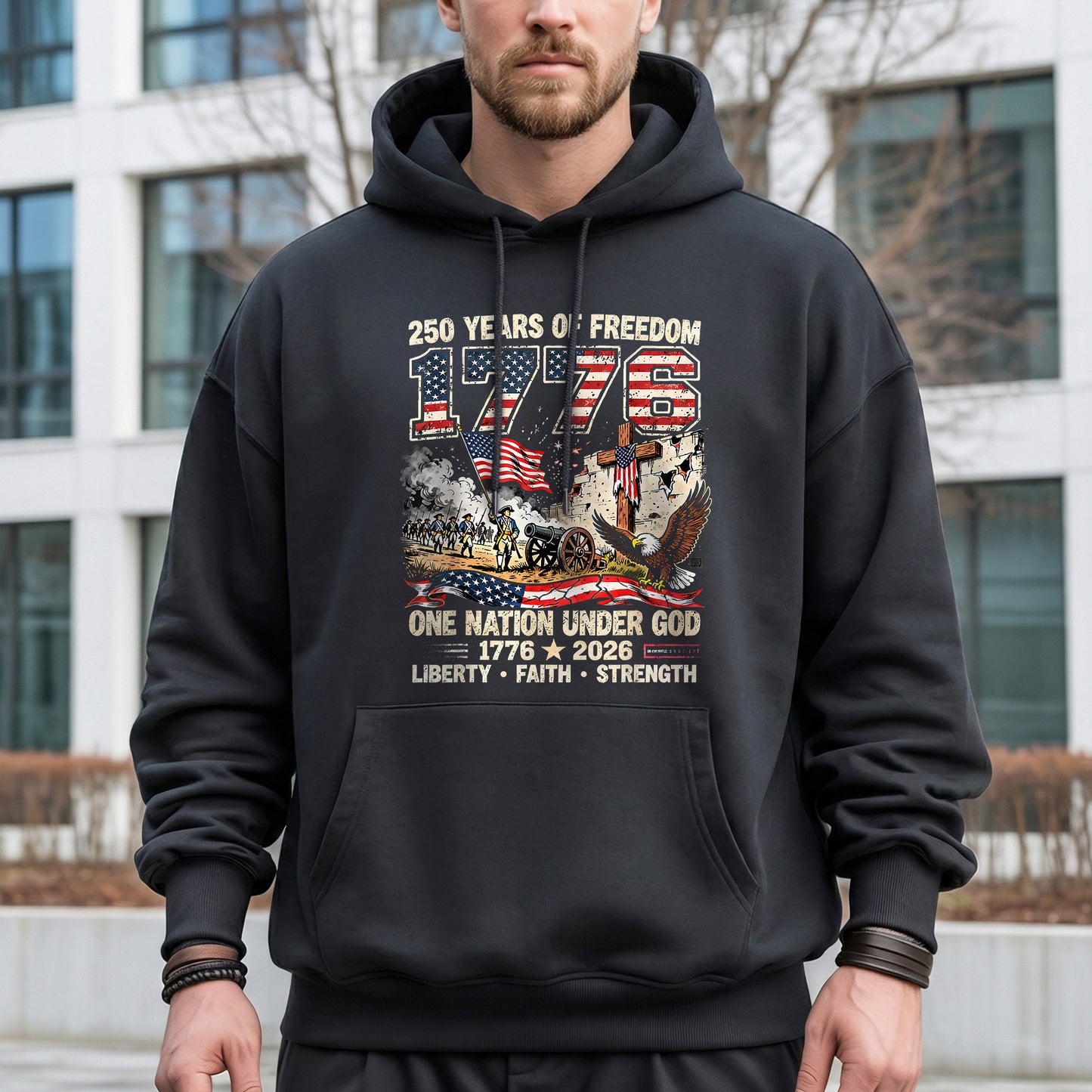 One Nation Under God 250th Anniversary History Graphic – Faith & Freedom – Unisex Tshirt Gildan / Tshirt Comfort / V-neck/ Hoodie / Sweatshirt
