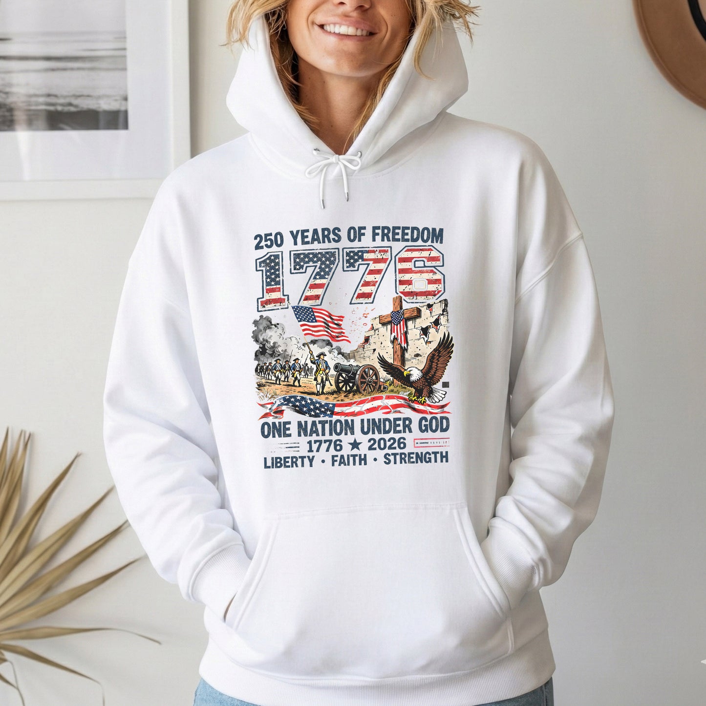 One Nation Under God 250th Anniversary History Graphic – Faith & Freedom – Unisex Tshirt Gildan / Tshirt Comfort / V-neck/ Hoodie / Sweatshirt
