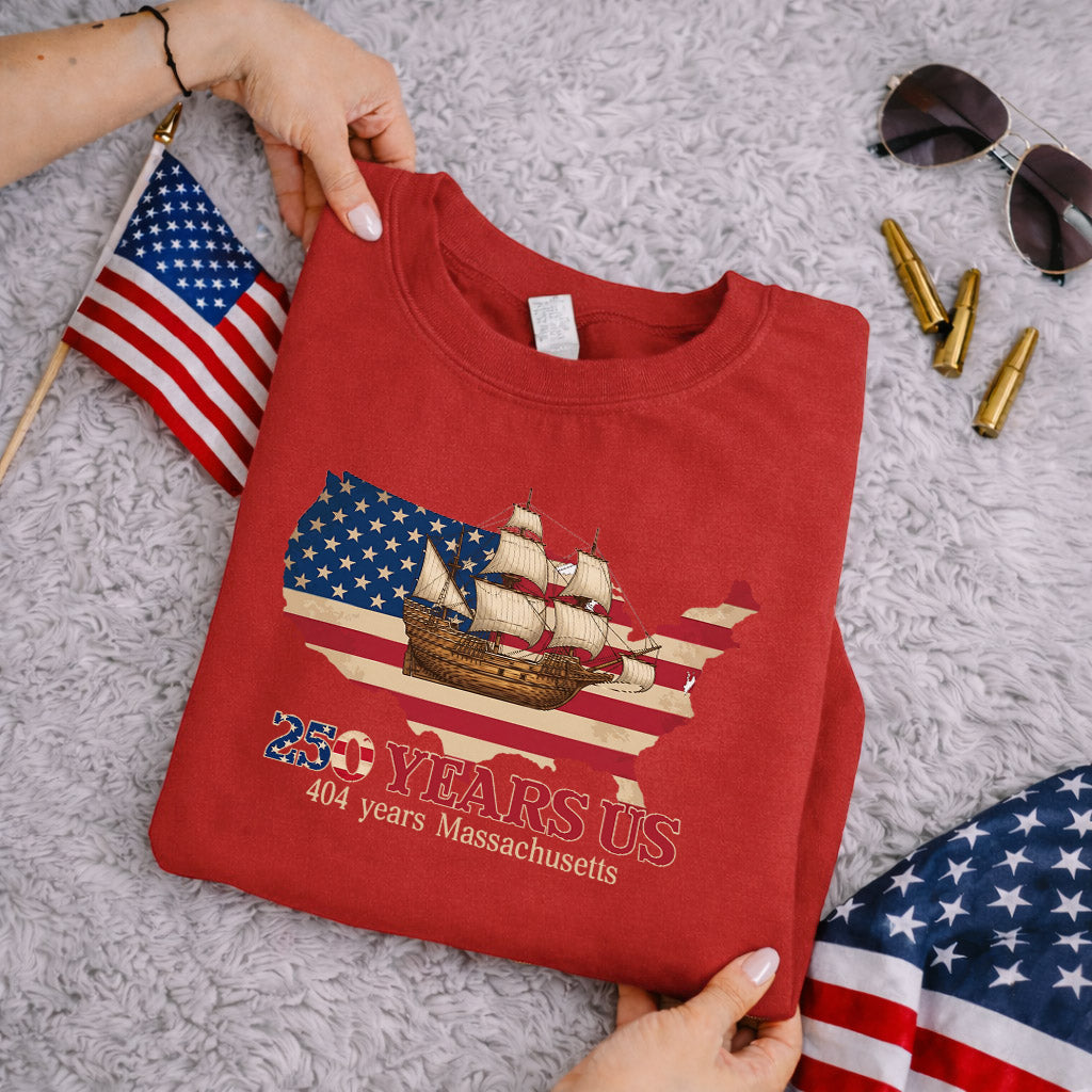 USA Map Flag Mayflower: Massachusetts – State Pride – Unisex Tshirt Gildan / Tshirt Comfort / V-neck/ Hoodie / Sweatshirt