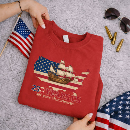 USA Map Flag Mayflower: Massachusetts – State Pride – Unisex Tshirt Gildan / Tshirt Comfort / V-neck/ Hoodie / Sweatshirt