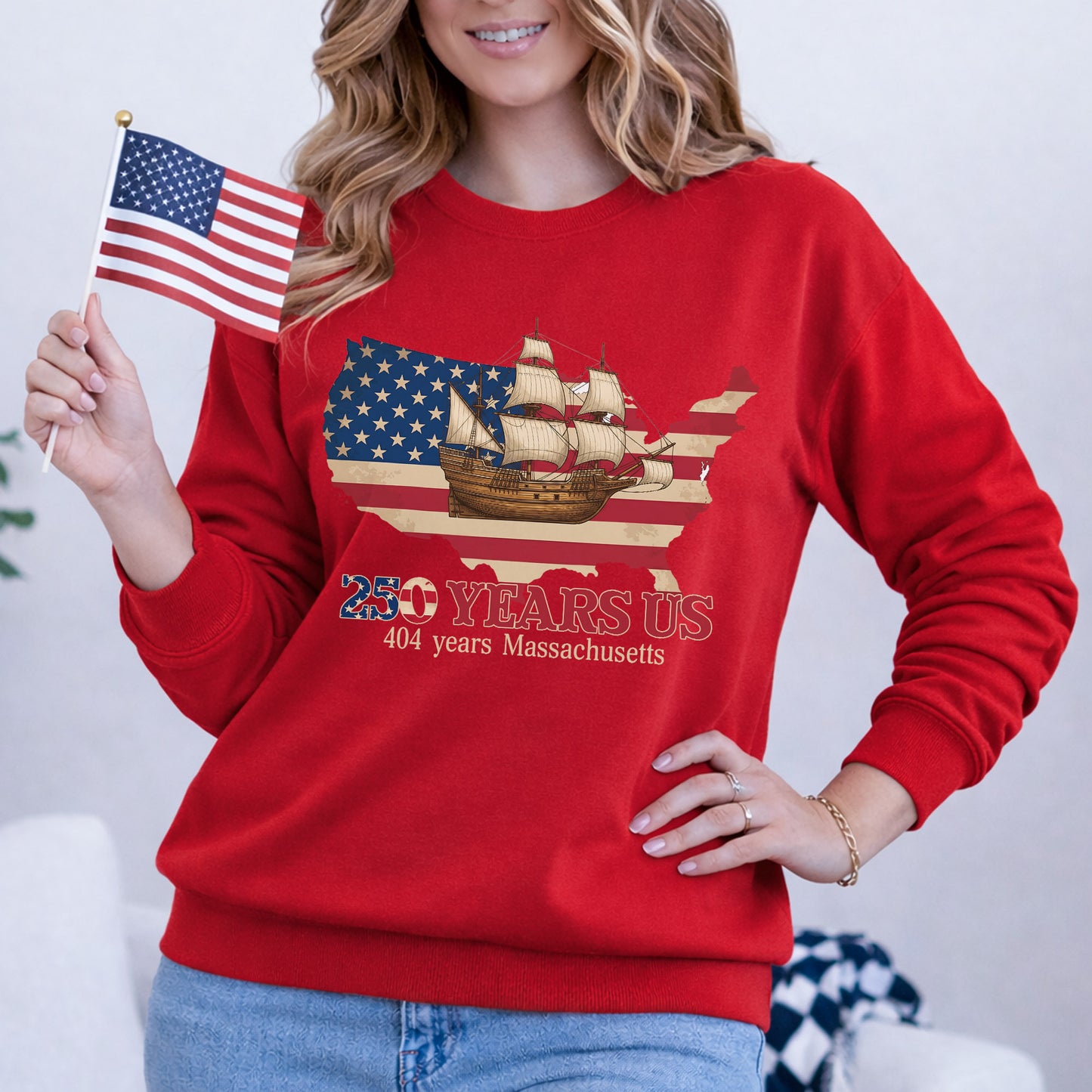 USA Map Flag Mayflower: Massachusetts – State Pride – Unisex Tshirt Gildan / Tshirt Comfort / V-neck/ Hoodie / Sweatshirt