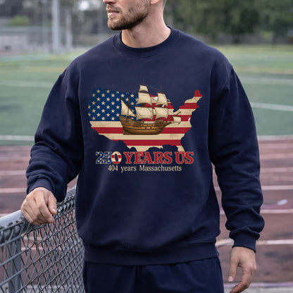 USA Map Flag Mayflower: Massachusetts – State Pride – Unisex Tshirt Gildan / Tshirt Comfort / V-neck/ Hoodie / Sweatshirt