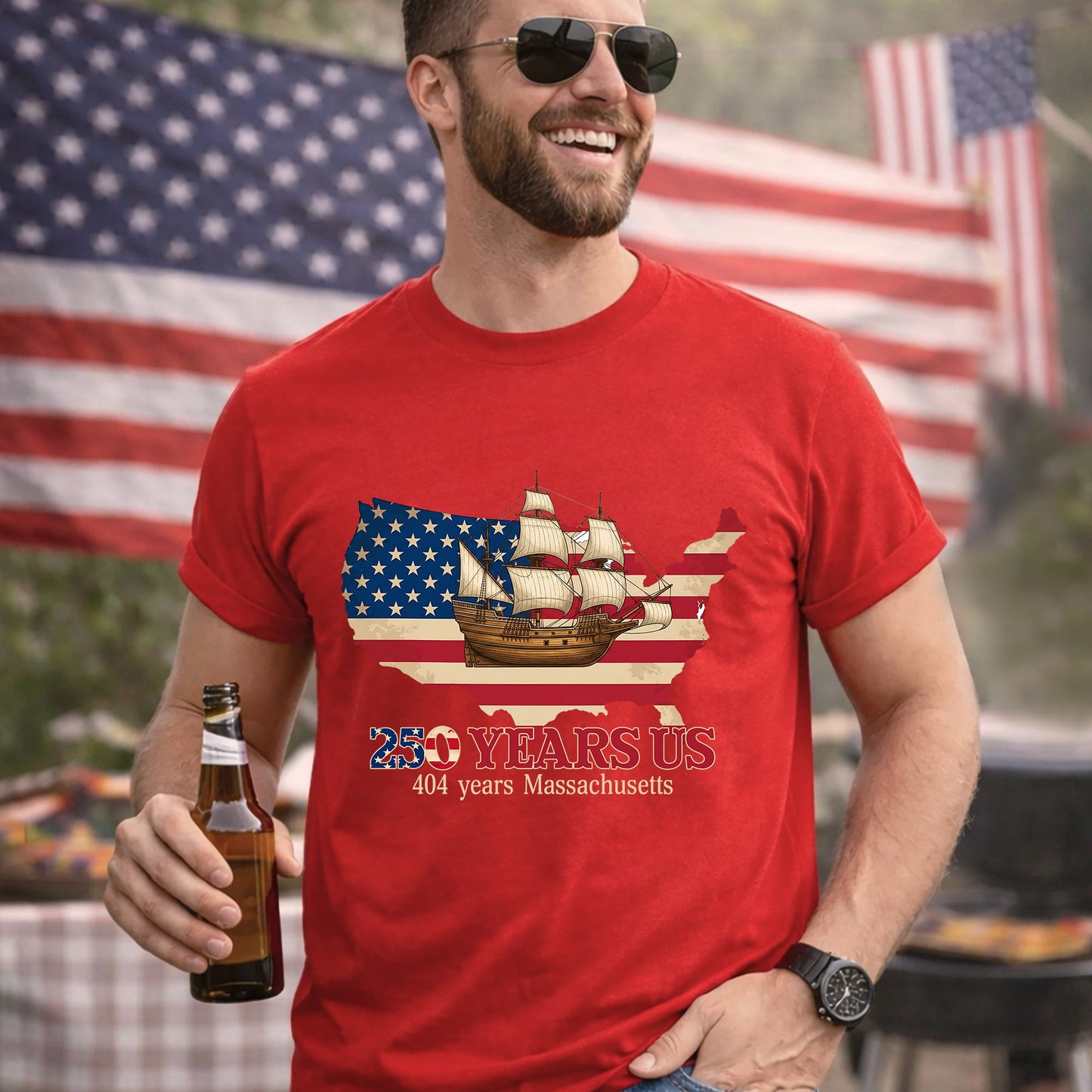 USA Map Flag Mayflower: Massachusetts – State Pride – Unisex Tshirt Gildan / Tshirt Comfort / V-neck/ Hoodie / Sweatshirt