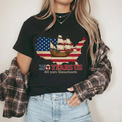 USA Map Flag Mayflower: Massachusetts – State Pride – Unisex Tshirt Gildan / Tshirt Comfort / V-neck/ Hoodie / Sweatshirt