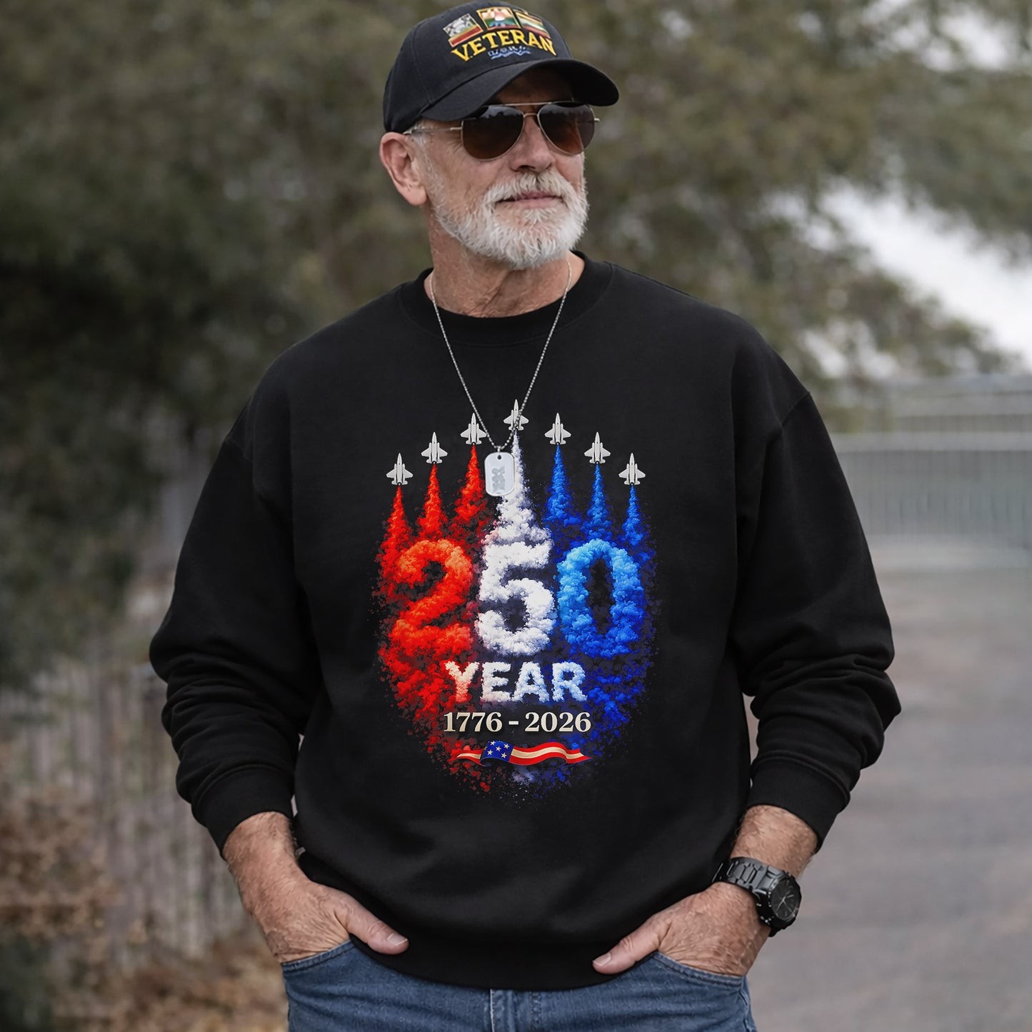 Air Force Style Jets Smoke 250 Years – America 250th Anniversary – Unisex Tshirt Gildan / Tshirt Comfort / V-neck/ Hoodie / Sweatshirt