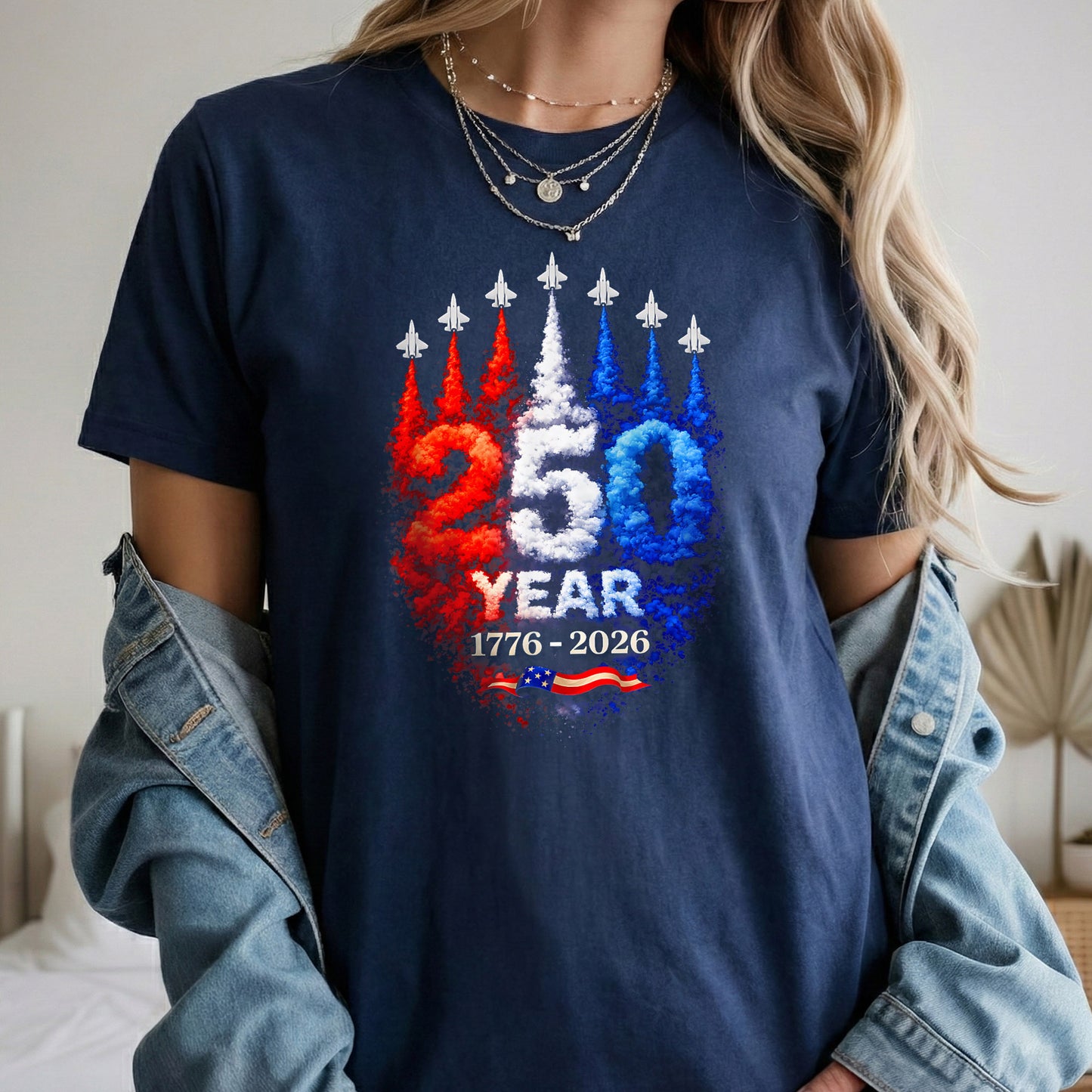 Air Force Style Jets Smoke 250 Years – America 250th Anniversary – Unisex Tshirt Gildan / Tshirt Comfort / V-neck/ Hoodie / Sweatshirt