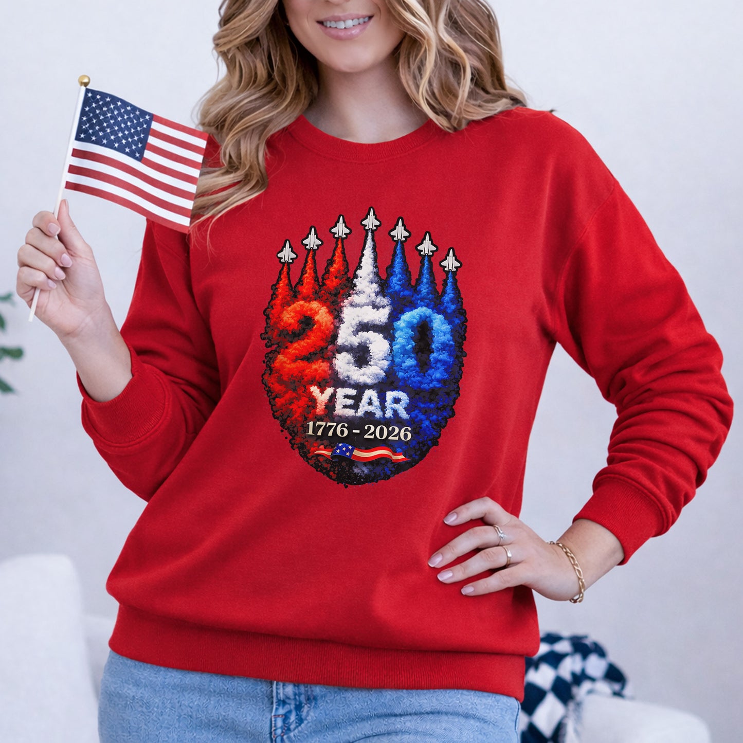Air Force Style Jets Smoke 250 Years – America 250th Anniversary – Unisex Tshirt Gildan / Tshirt Comfort / V-neck/ Hoodie / Sweatshirt