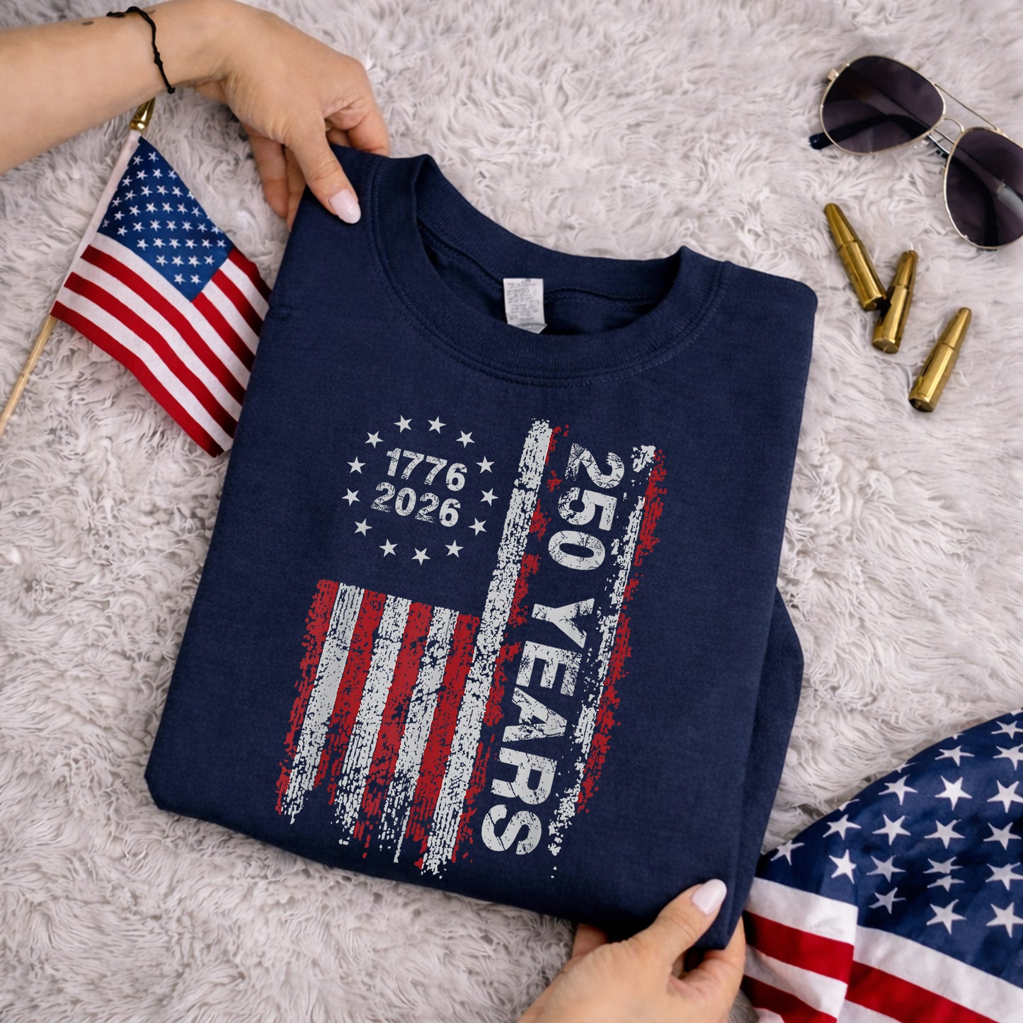 1776–2026 Patriotic Flag 250th Anniversary – Faith & Freedom – Unisex Tshirt Gildan / Tshirt Comfort / V-neck/ Hoodie / Sweatshirt
