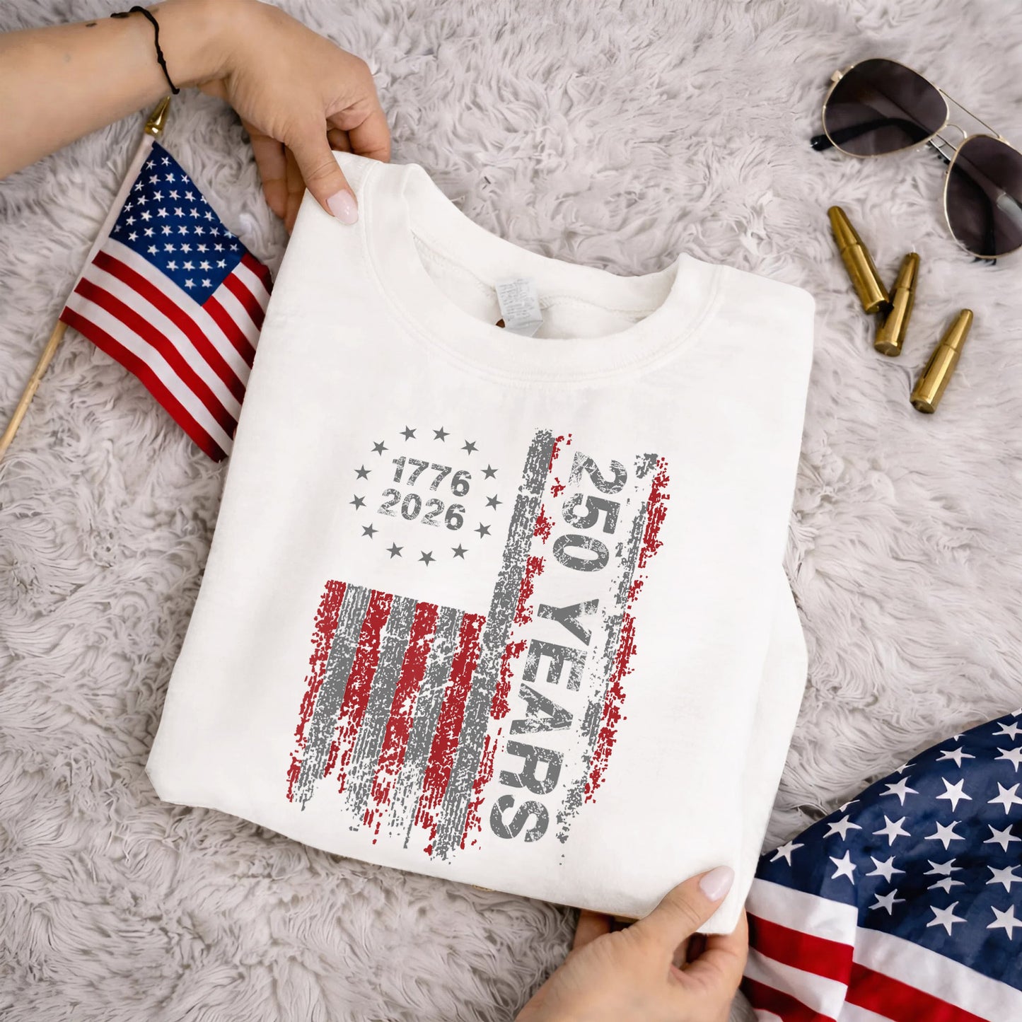 1776–2026 Patriotic Flag 250th Anniversary – Faith & Freedom – Unisex Tshirt Gildan / Tshirt Comfort / V-neck/ Hoodie / Sweatshirt
