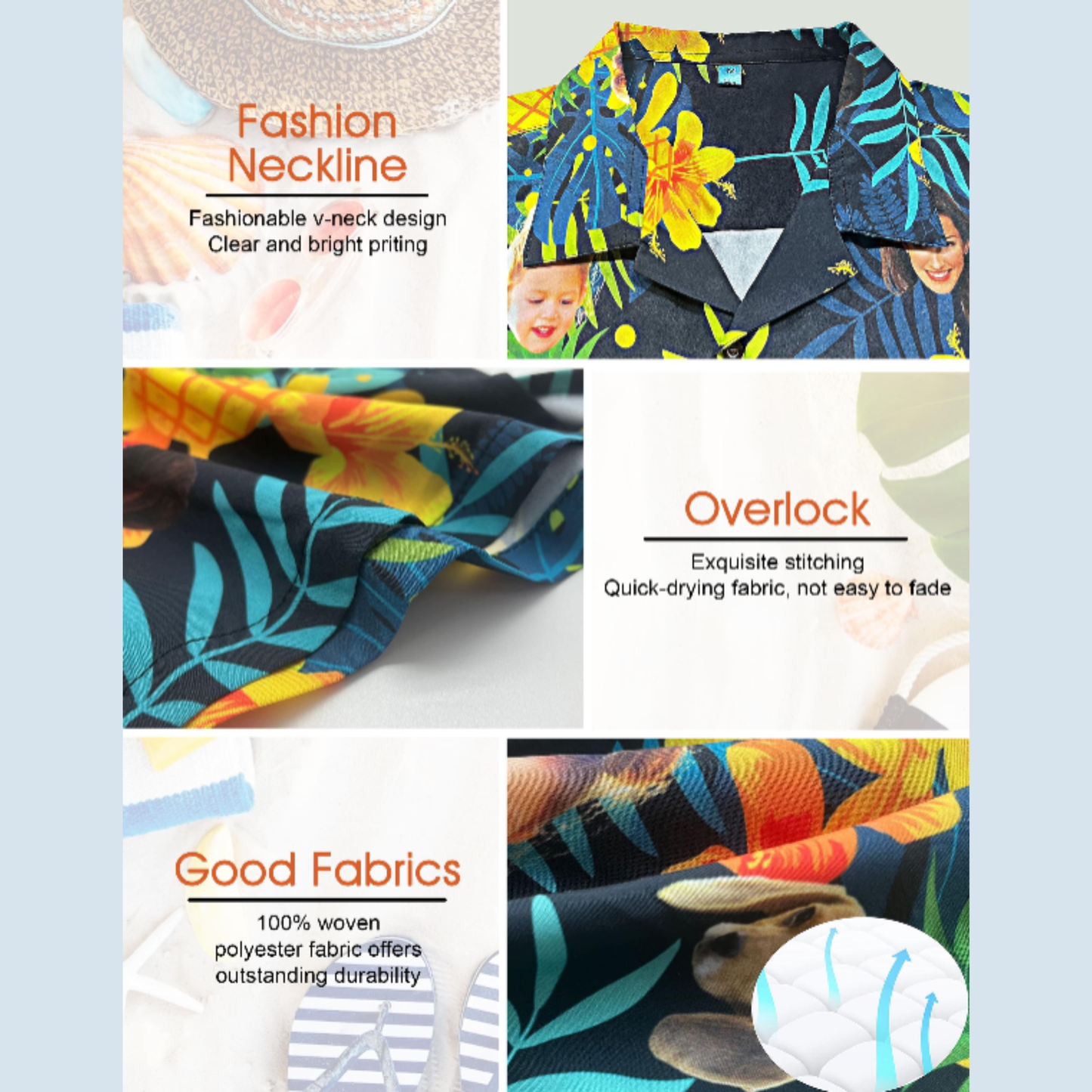 Custom Face Hawaiian Shirt, Personalized Photo Aloha Shirt, Family Matching Beach Vacation Gift