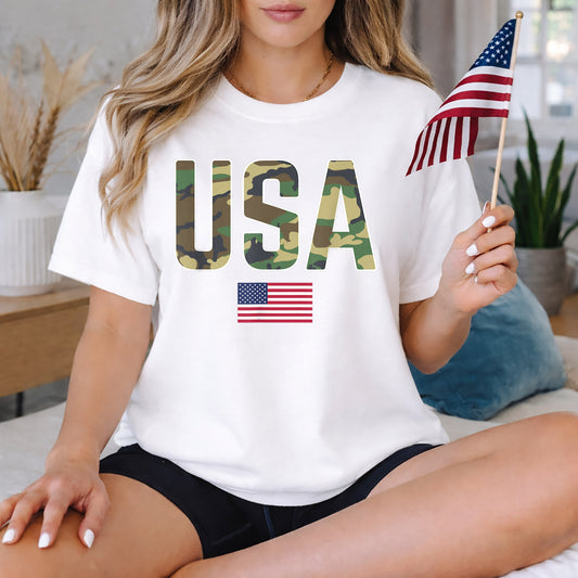 Simple Patriotic USA Camo – Veteran Legacy – Unisex Tshirt Gildan / Tshirt Comfort / V-neck/ Hoodie / Sweatshirt