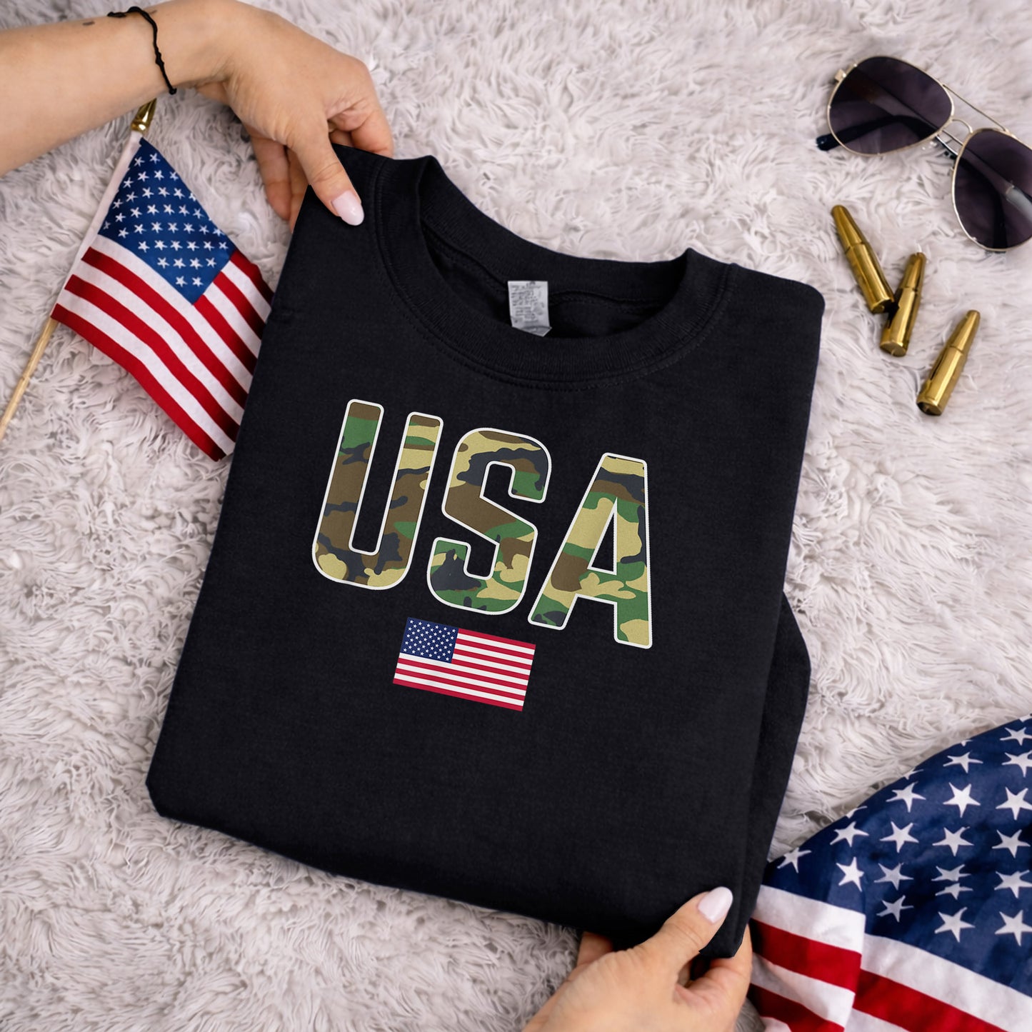 Simple Patriotic USA Camo – Veteran Legacy – Unisex Tshirt Gildan / Tshirt Comfort / V-neck/ Hoodie / Sweatshirt