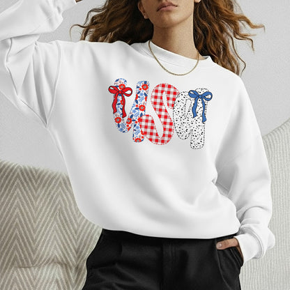 Coquette USA Floral Gingham Bows – USA Girls – Unisex Tshirt Gildan / Tshirt Comfort / V-neck/ Hoodie / Sweatshirt