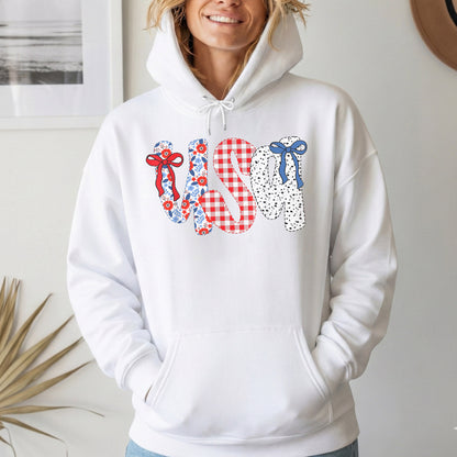 Coquette USA Floral Gingham Bows – USA Girls – Unisex Tshirt Gildan / Tshirt Comfort / V-neck/ Hoodie / Sweatshirt