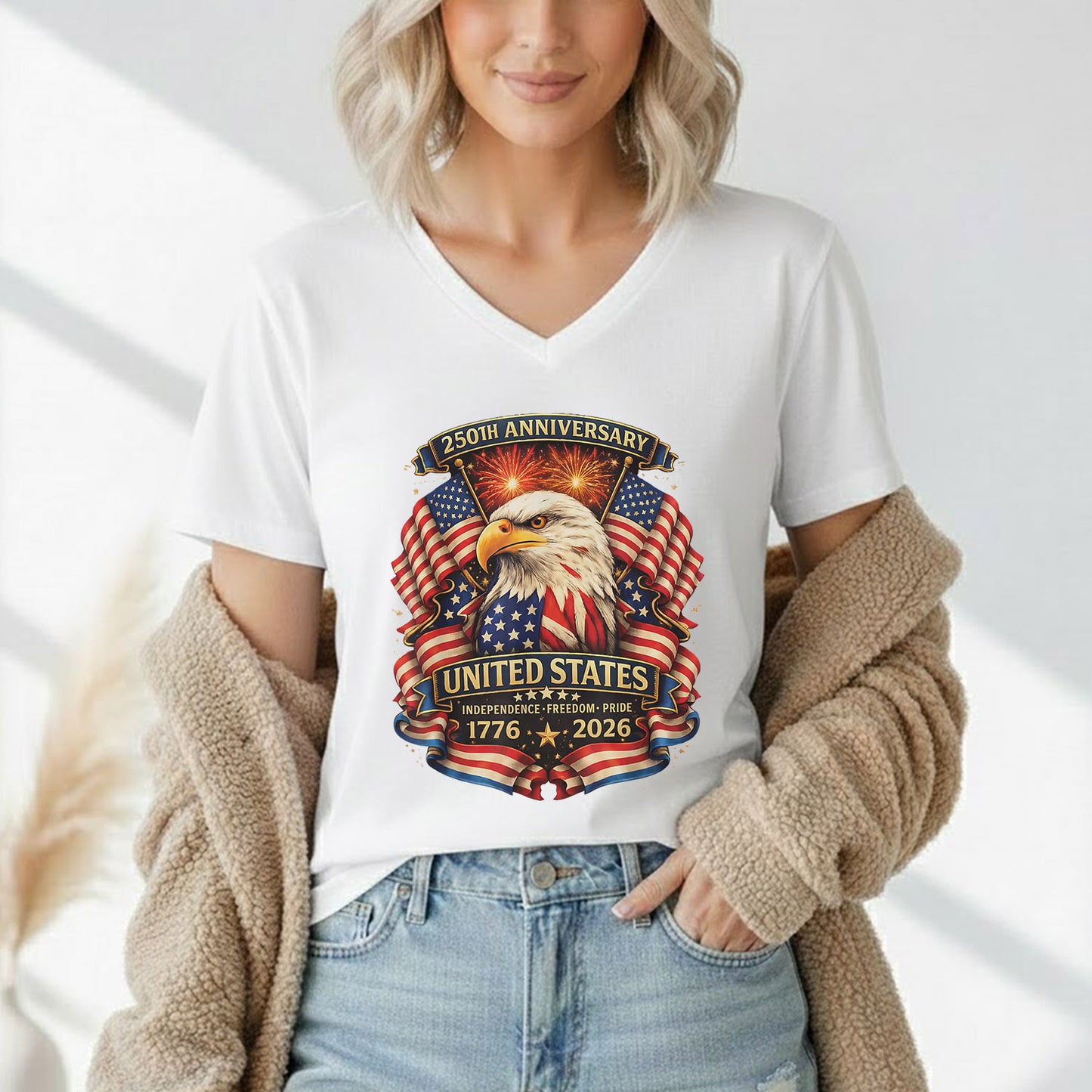 American Eagle Fireworks – America 250th Anniversary – Unisex Tshirt Gildan / Tshirt Comfort / V-neck/ Hoodie / Sweatshirt