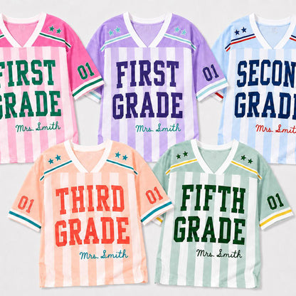 Personalized Teacher Football Jersey with Custom Name & Grade
