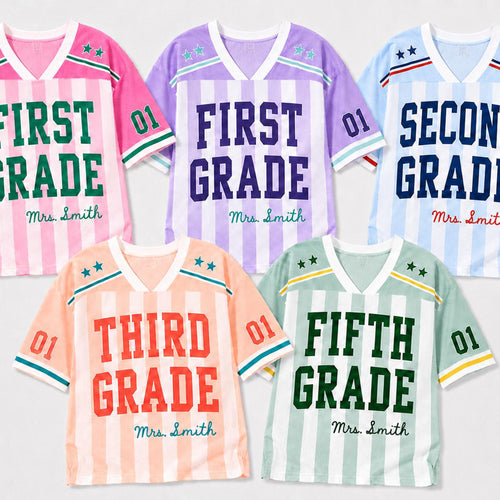 Personalized Teacher Football Jersey with Custom Name & Grade