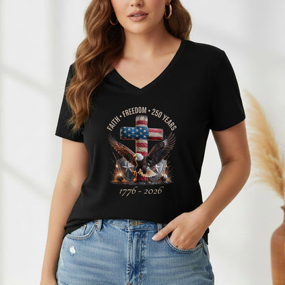 God And Country 250 Years – Faith & Freedom – Unisex Tshirt Gildan / Tshirt Comfort / V-neck/ Hoodie / Sweatshirt