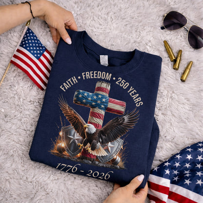 God And Country 250 Years – Faith & Freedom – Unisex Tshirt Gildan / Tshirt Comfort / V-neck/ Hoodie / Sweatshirt