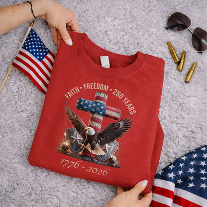 God And Country 250 Years – Faith & Freedom – Unisex Tshirt Gildan / Tshirt Comfort / V-neck/ Hoodie / Sweatshirt