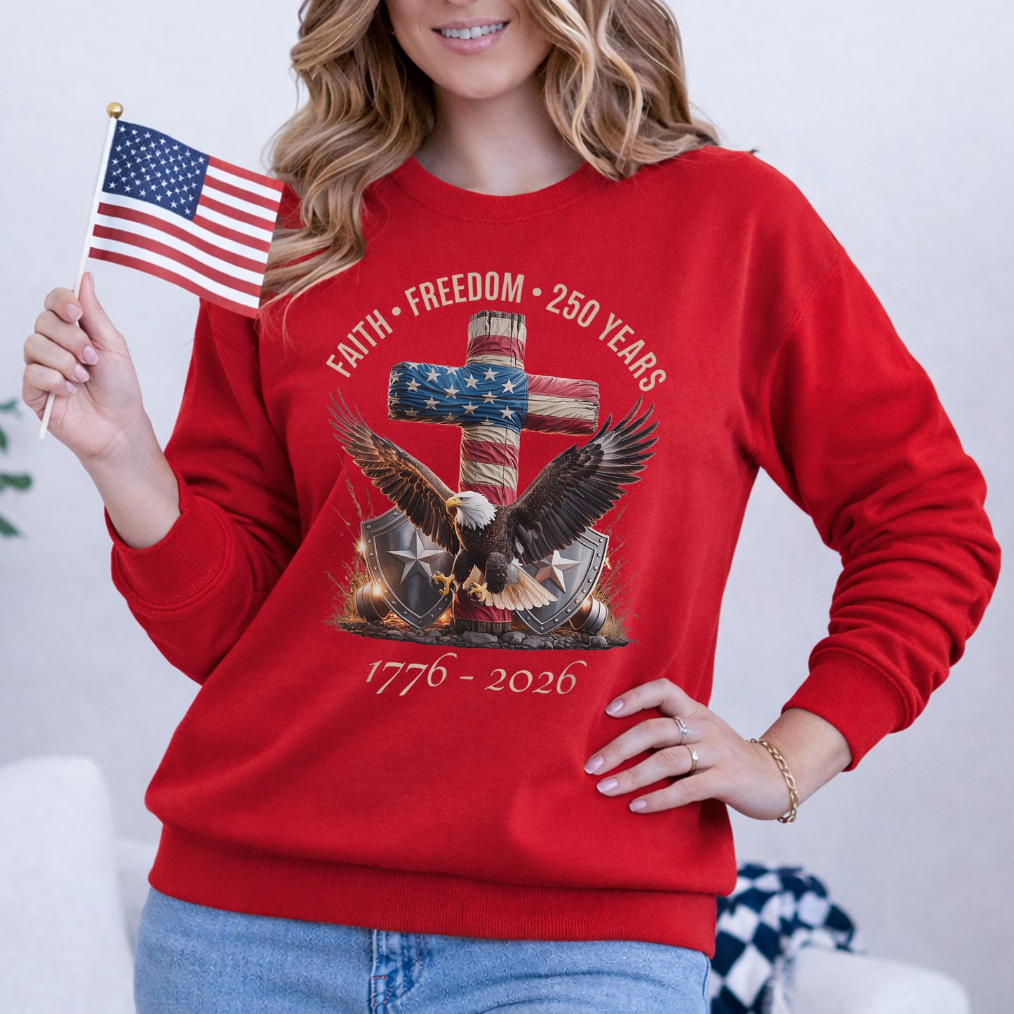 God And Country 250 Years – Faith & Freedom – Unisex Tshirt Gildan / Tshirt Comfort / V-neck/ Hoodie / Sweatshirt